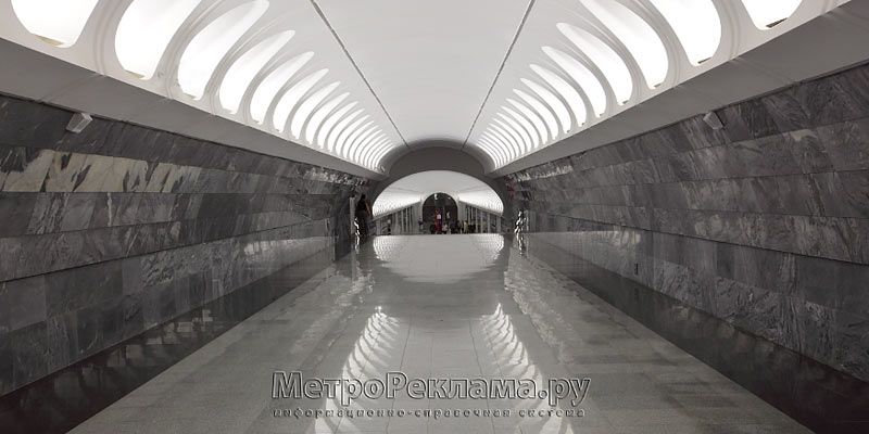 Станция "Достоевская". Промежуточный зал. Перспектива станционного зала.